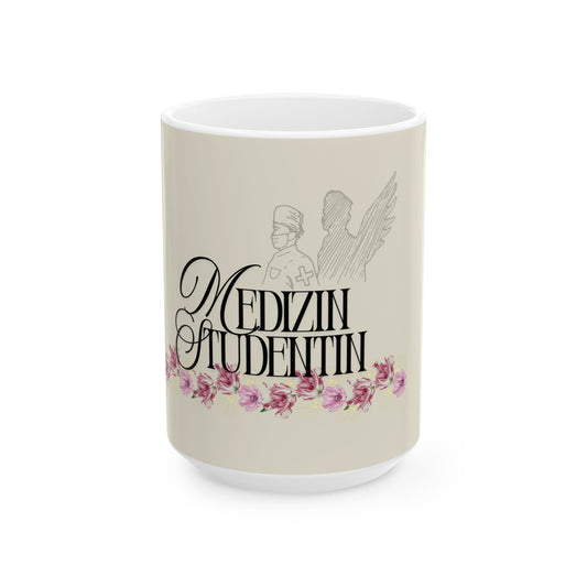 Keramiktasse für Medizin Studenten – Florale Geschenkidee