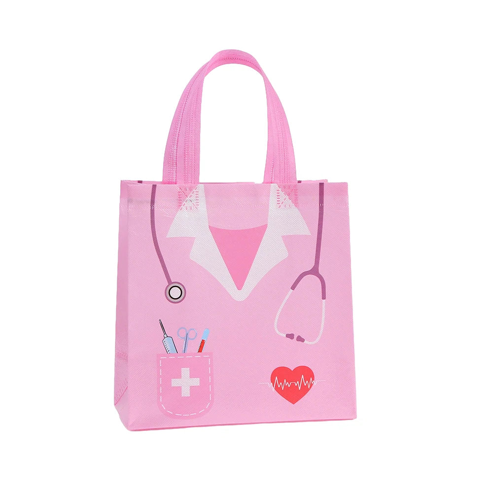 12Pcs Nurse's Day Theme Non-Woven Gift Packing Bag Doctor Candy Cookie Bag for Congrats Nurse Graduation Party Decoration