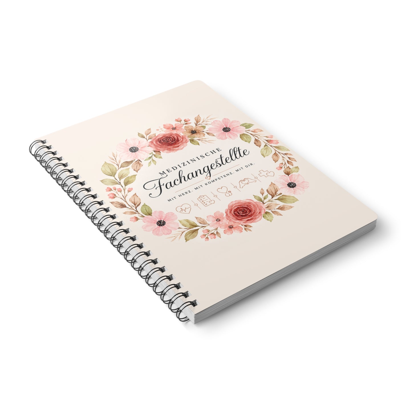 Medical Assistant Floral A5 Spiral Notebook — "Medizinische Fachangestellte"