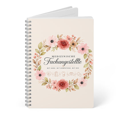 Medical Assistant Floral A5 Spiral Notebook — "Medizinische Fachangestellte"