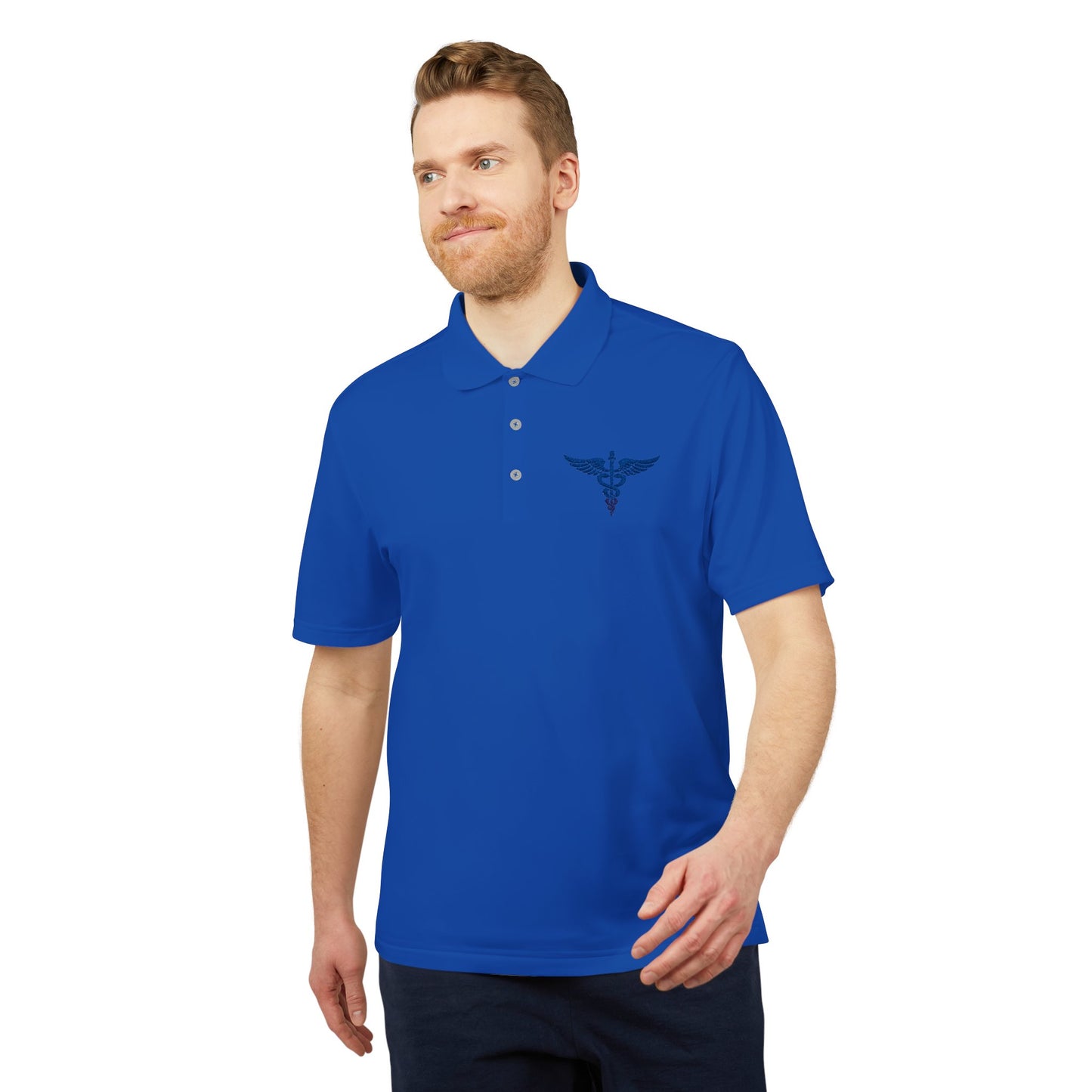 Caduceus Medical Polo Shirt — White Performance Workwear