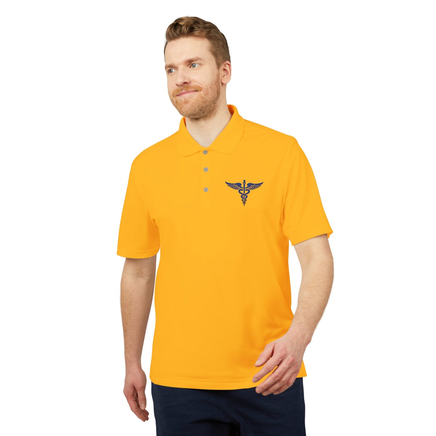 Caduceus Medical Polo Shirt — White Performance Workwear