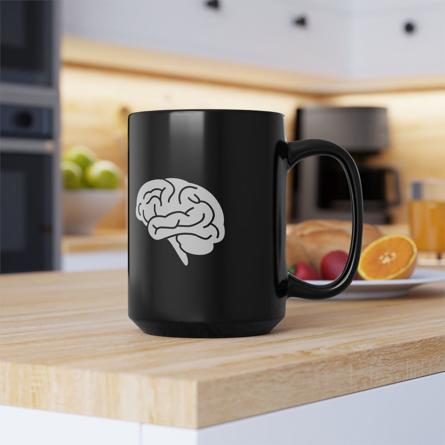 Gehirn Keramiktasse Schwarz