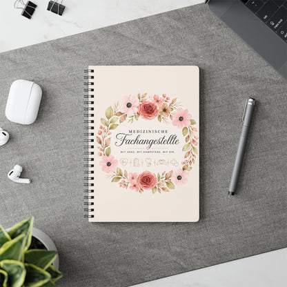 Medical Assistant Floral A5 Spiral Notebook — "Medizinische Fachangestellte"