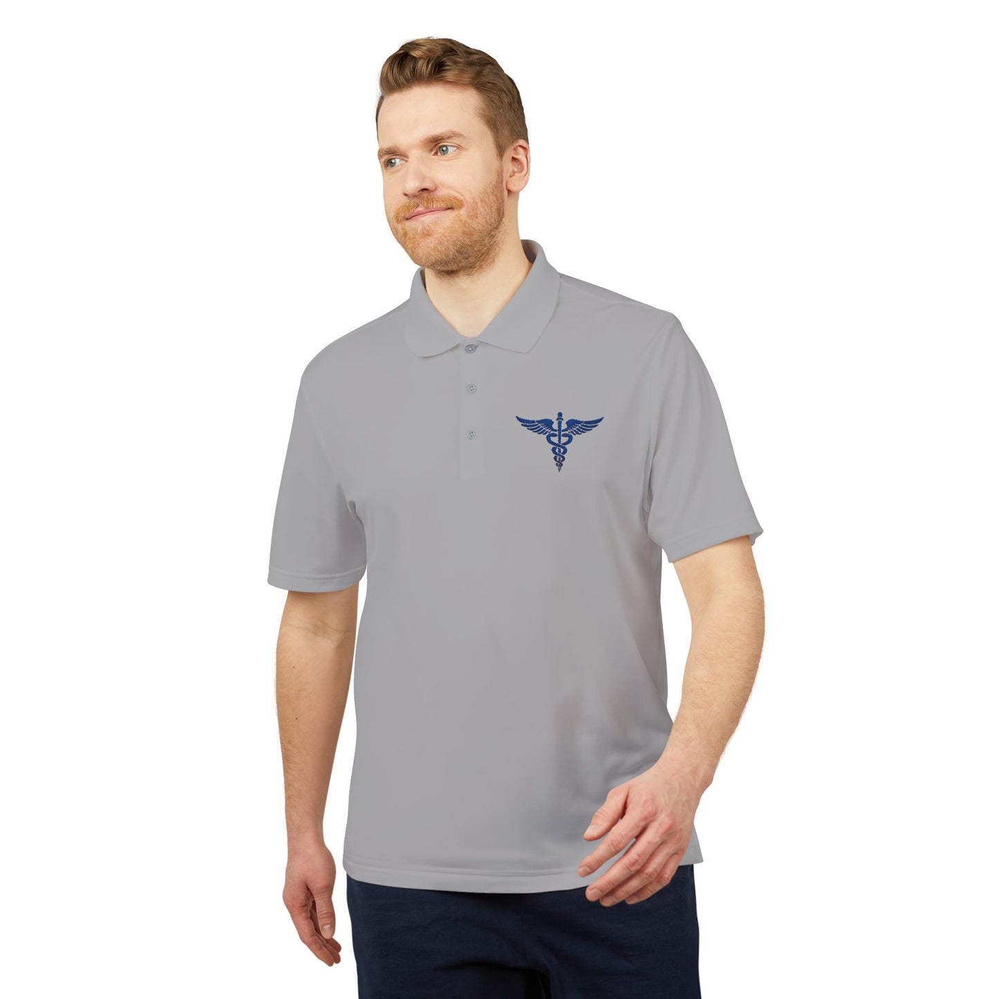 Caduceus Medical Polo Shirt — White Performance Workwear