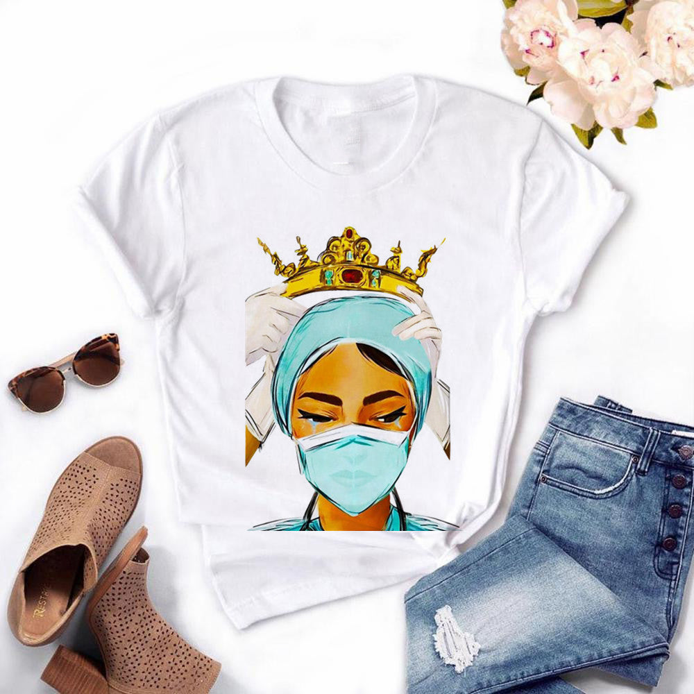 The most beautiful nurse head print short sleeve
