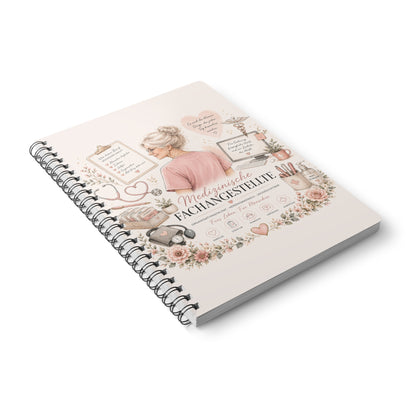 Medical Specialist A5 Spiral Notebook – "Medizinische Fachangestellte" Floral Design