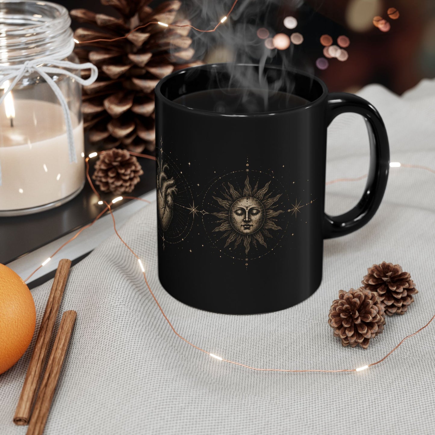 Herz, Sonne, Mond Keramiktasse