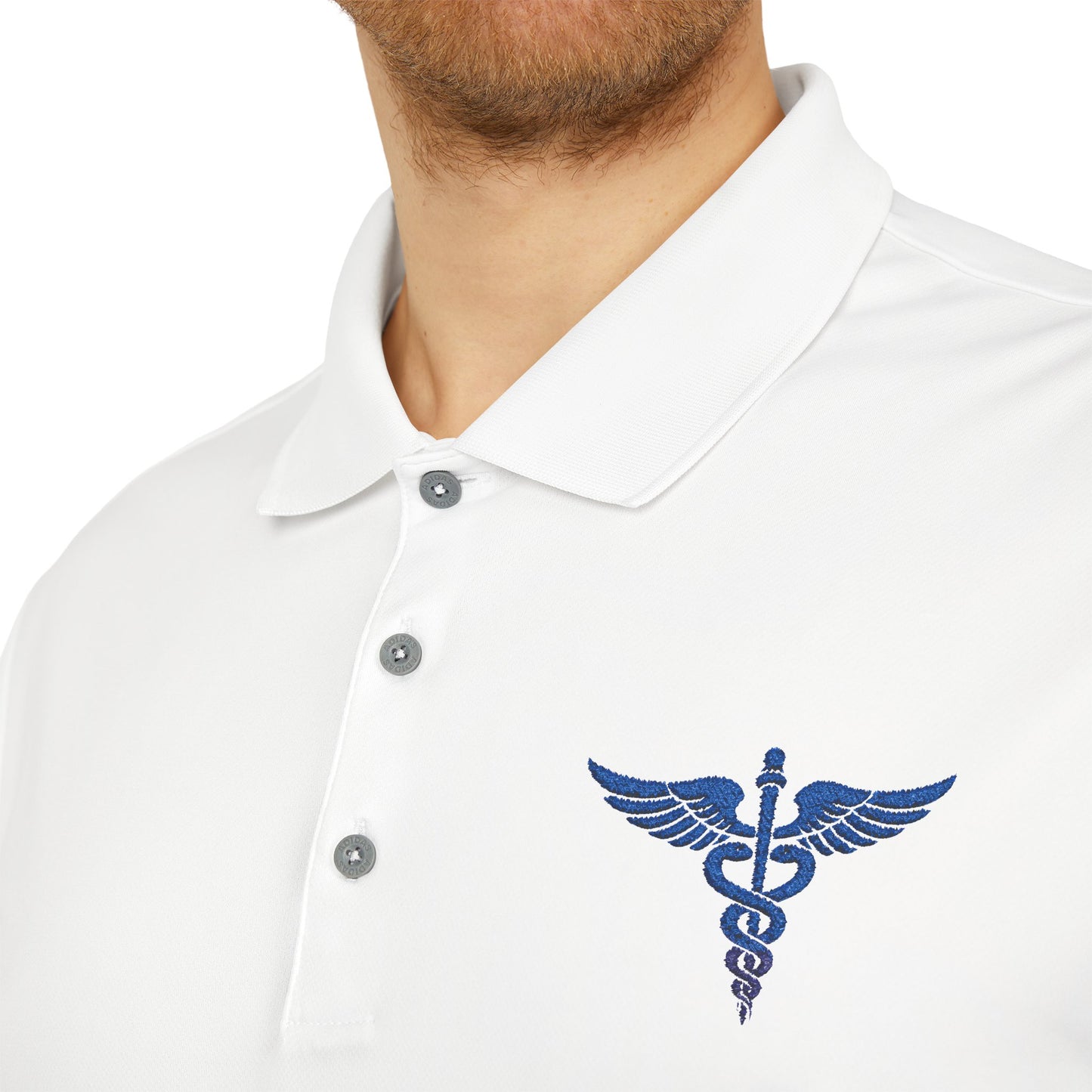 Caduceus Medical Polo Shirt — White Performance Workwear