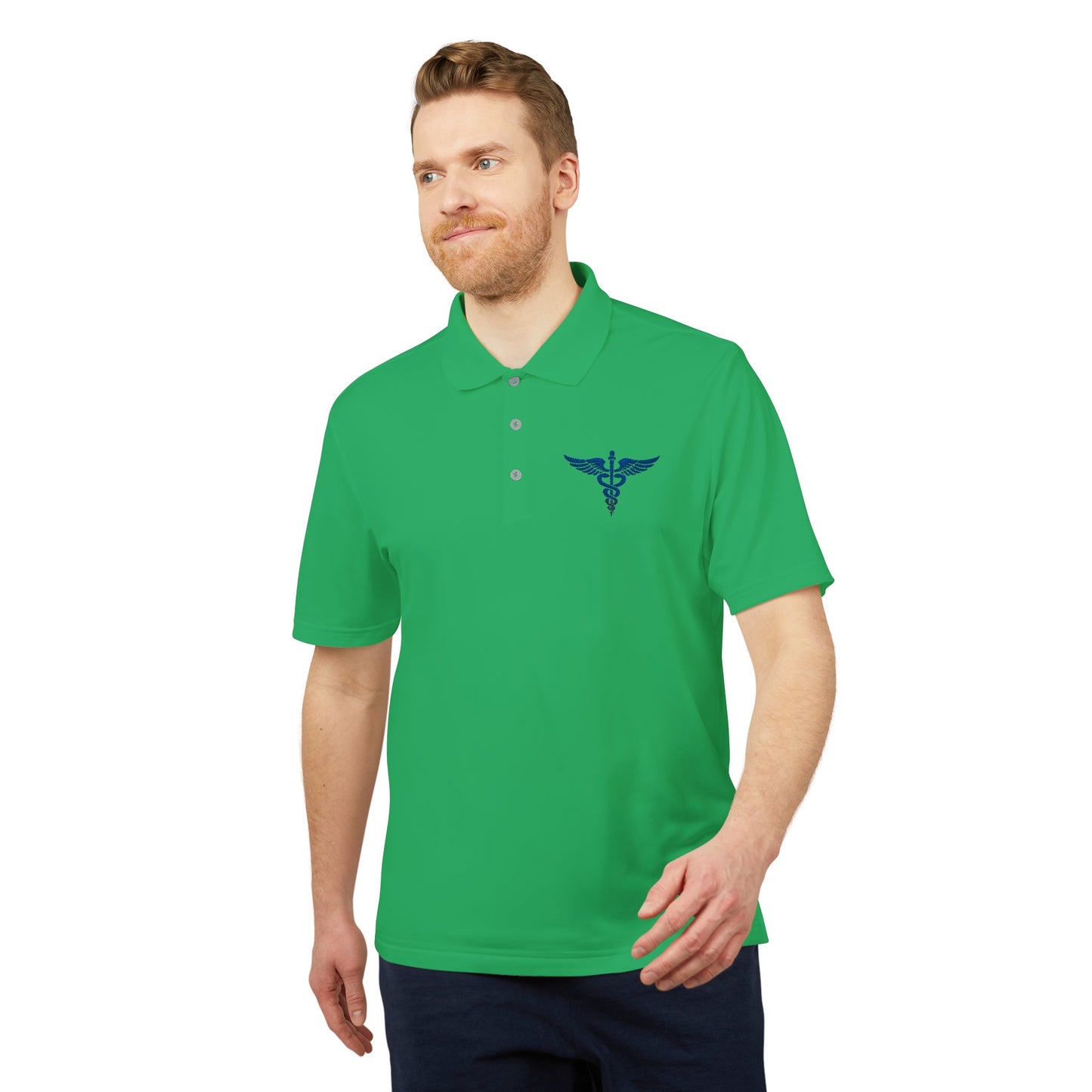 Caduceus Medical Polo Shirt — White Performance Workwear
