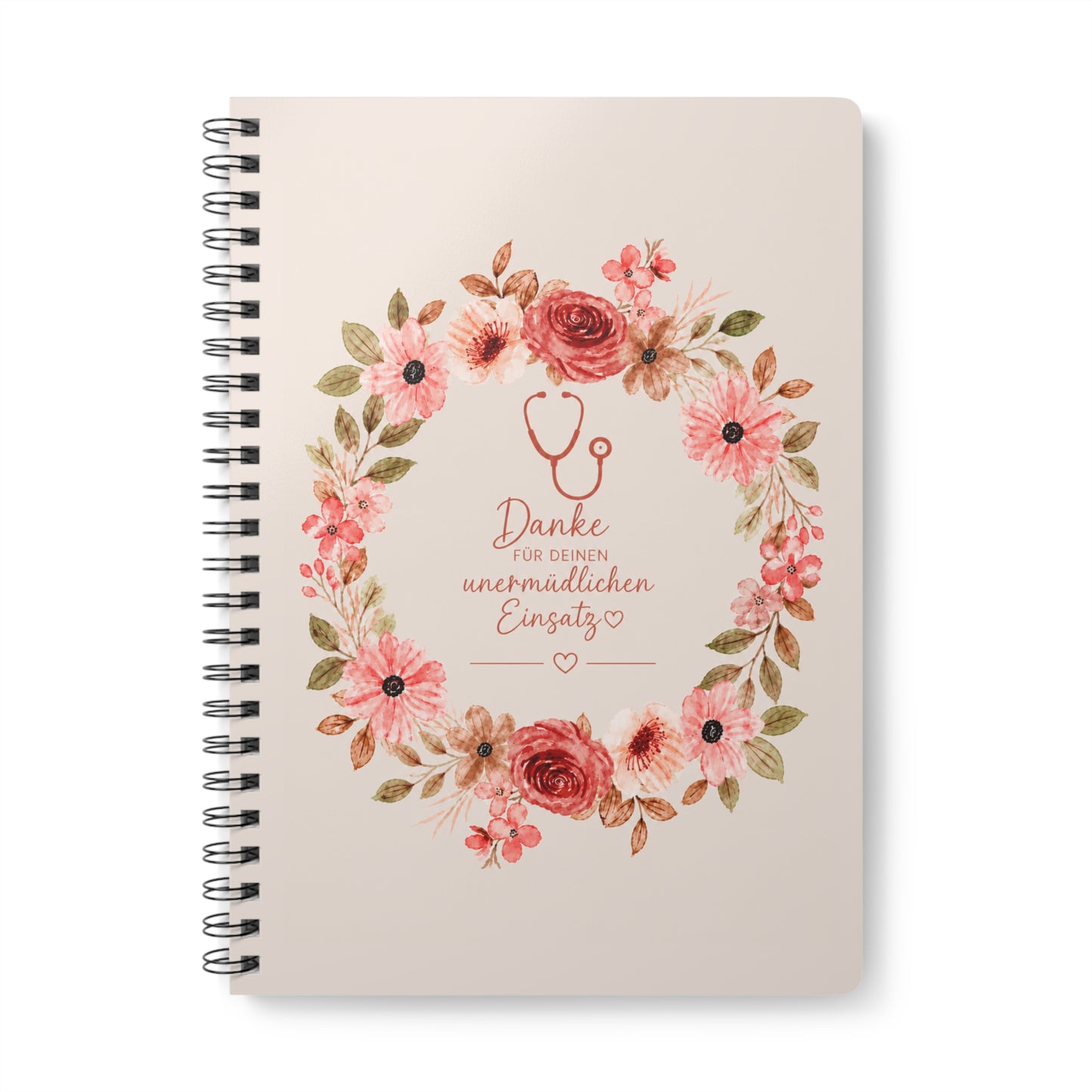 Floral Stethoscope Thank You Notebook — A5 Wirobound Journal for Nurses & Doctors