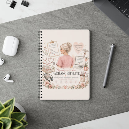 Medical Specialist A5 Spiral Notebook – "Medizinische Fachangestellte" Floral Design