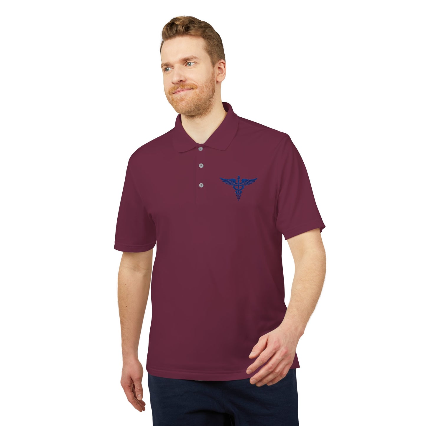 Caduceus Medical Polo Shirt — White Performance Workwear