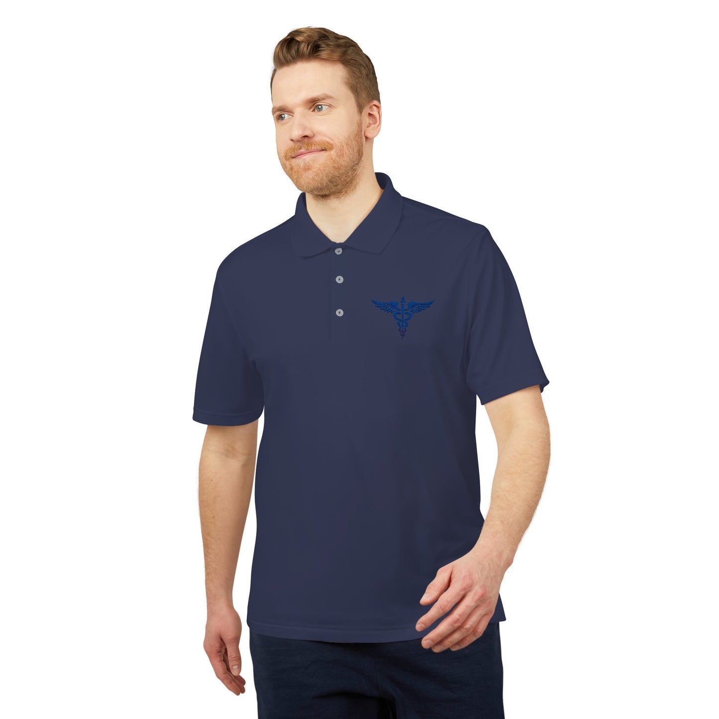 Caduceus Medical Polo Shirt — White Performance Workwear