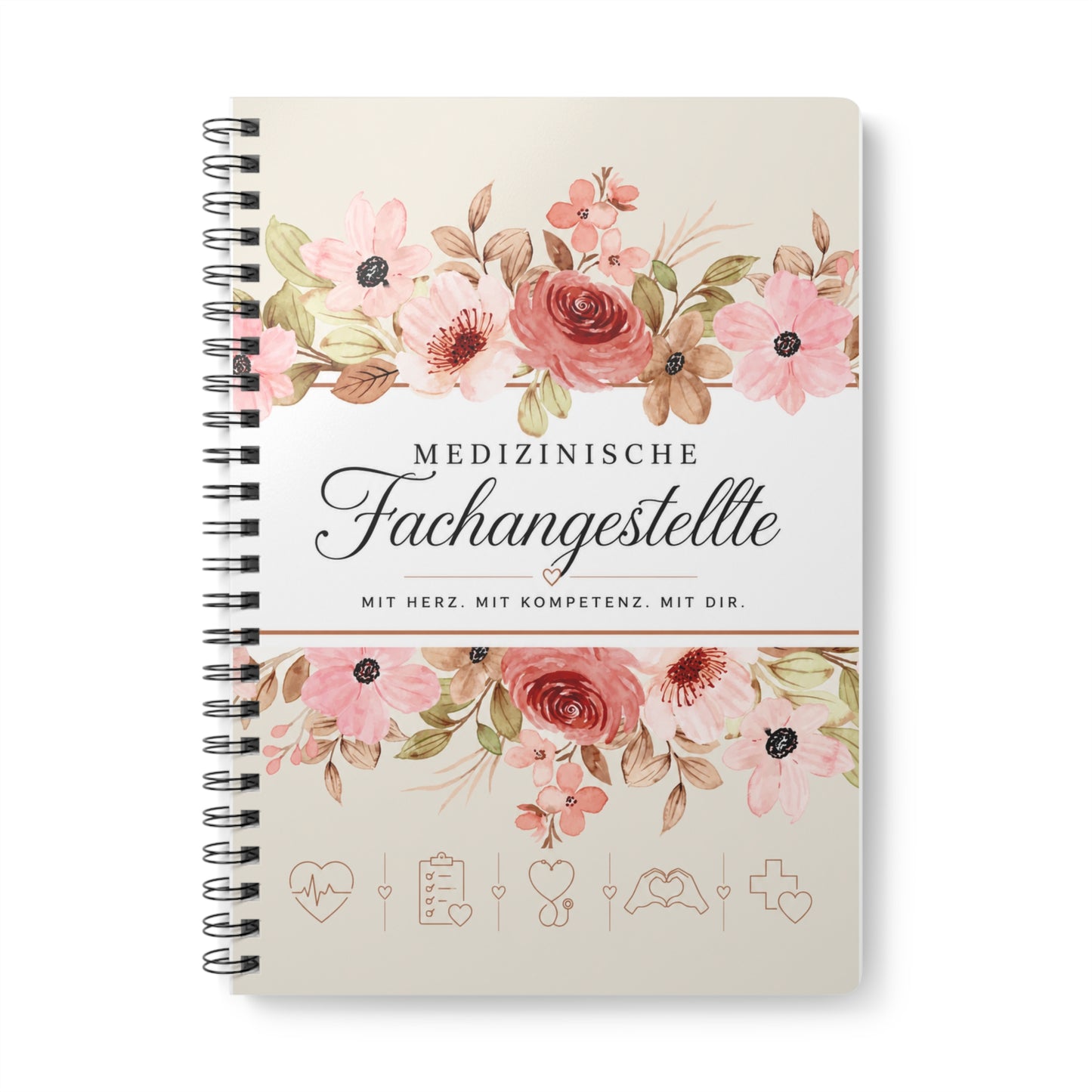 Medical Assistant Floral A5 Notebook — "Medizinische Fachangestellte" Wirobound Journal
