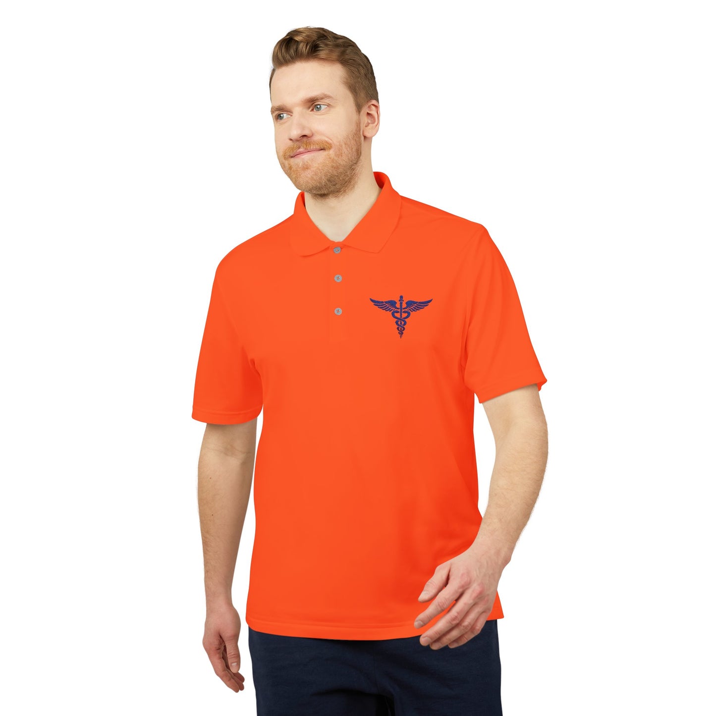 Caduceus Medical Polo Shirt — White Performance Workwear