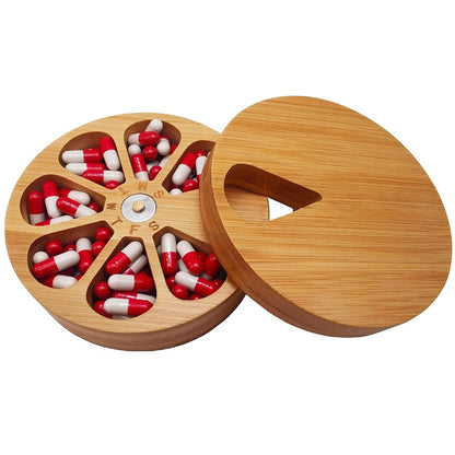 Tragbare Holz Pillendose aus Bambus
