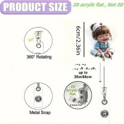Acrylic Badge Telescopic Reel Clip Doctor Nurse Flat Document Bag