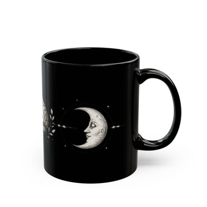 Gehirn, Sonne & Mond Keramiktasse schwarz