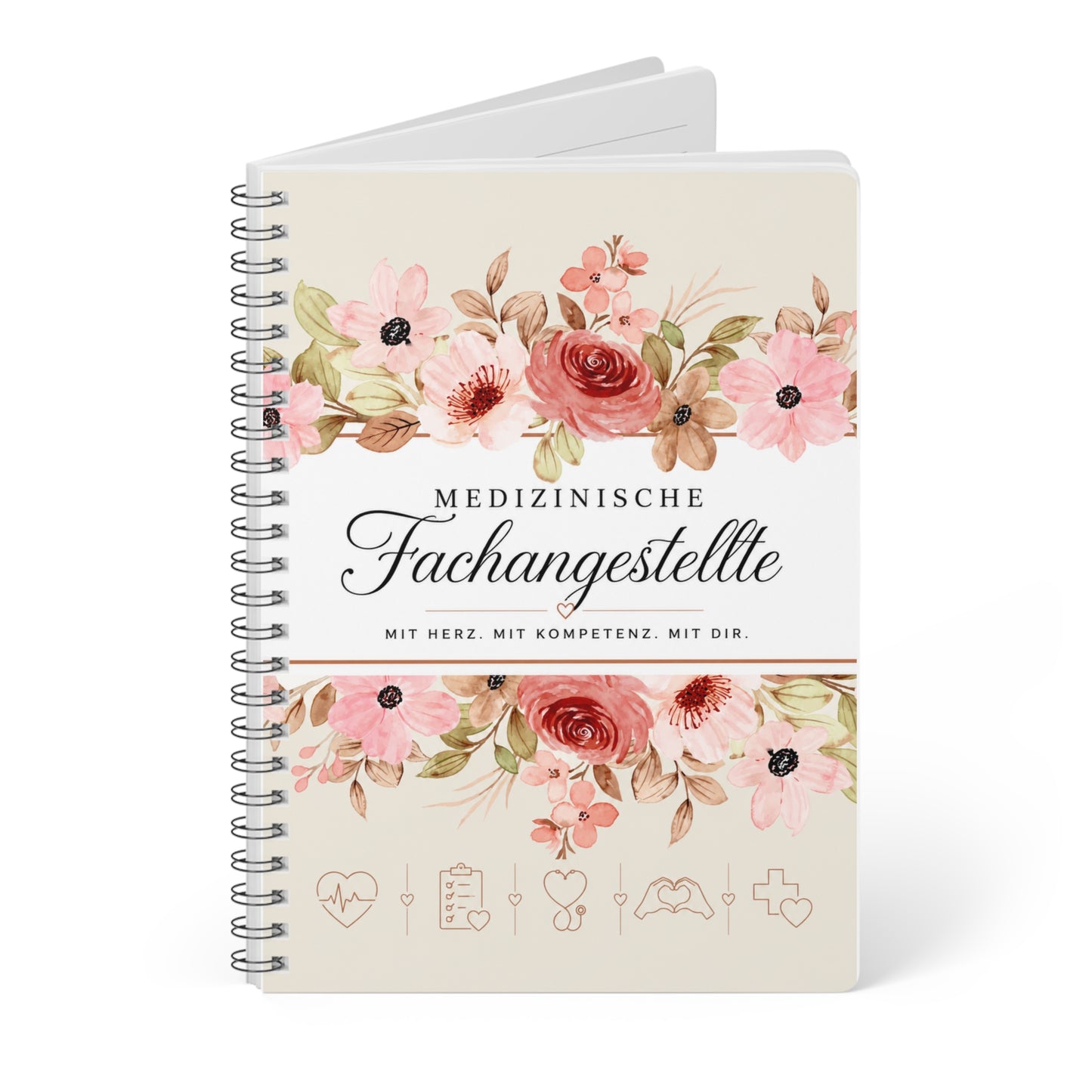 Medical Assistant Floral A5 Notebook — "Medizinische Fachangestellte" Wirobound Journal