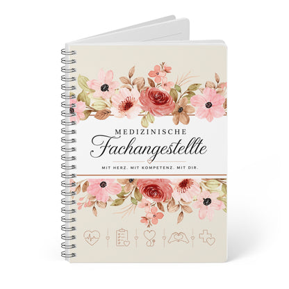 Medical Assistant Floral A5 Notebook — "Medizinische Fachangestellte" Wirobound Journal