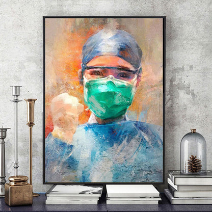 Handmade DIY Doctor Painting Diamond Embroidery Cross Portrait Home Decoration