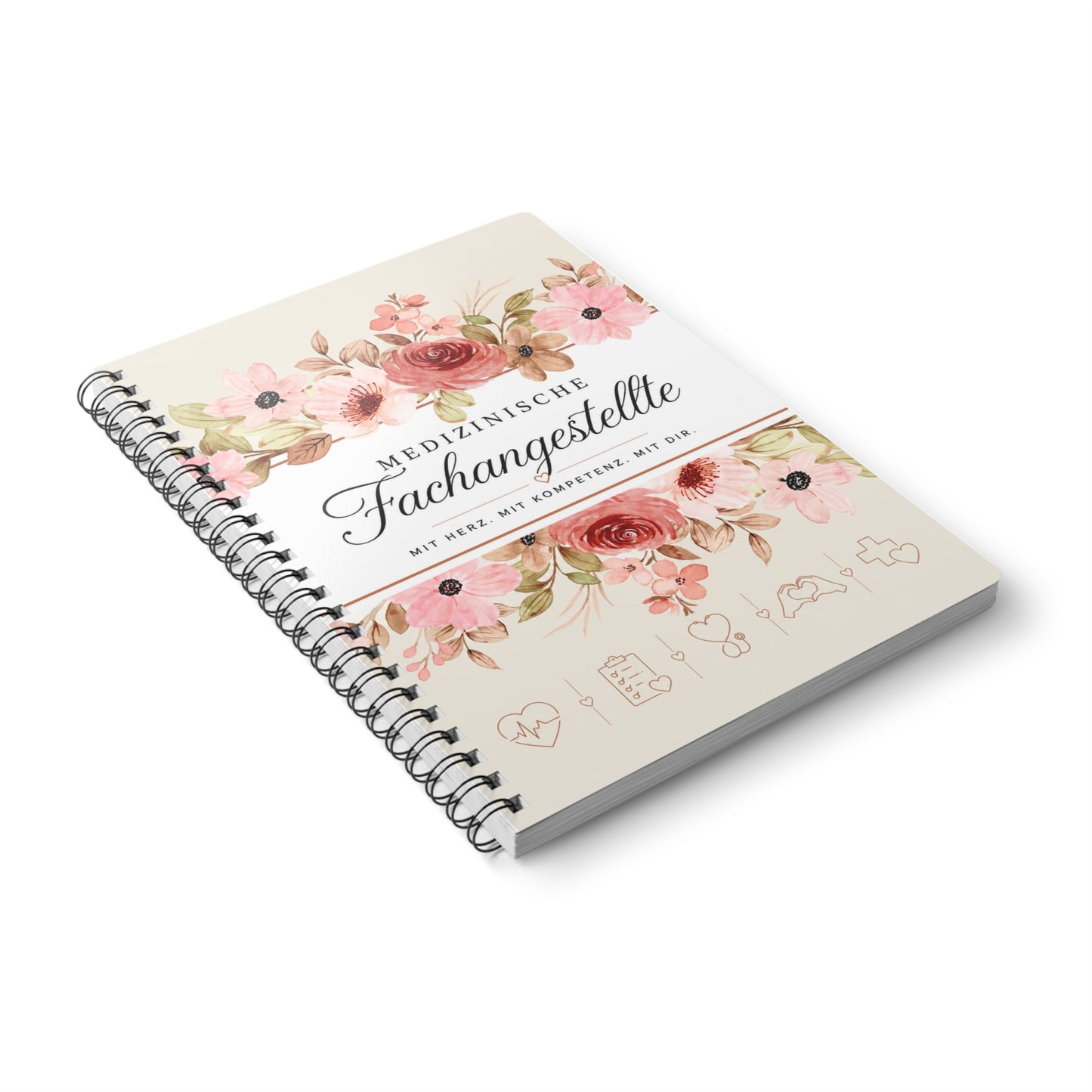 Medical Assistant Floral A5 Notebook — "Medizinische Fachangestellte" Wirobound Journal