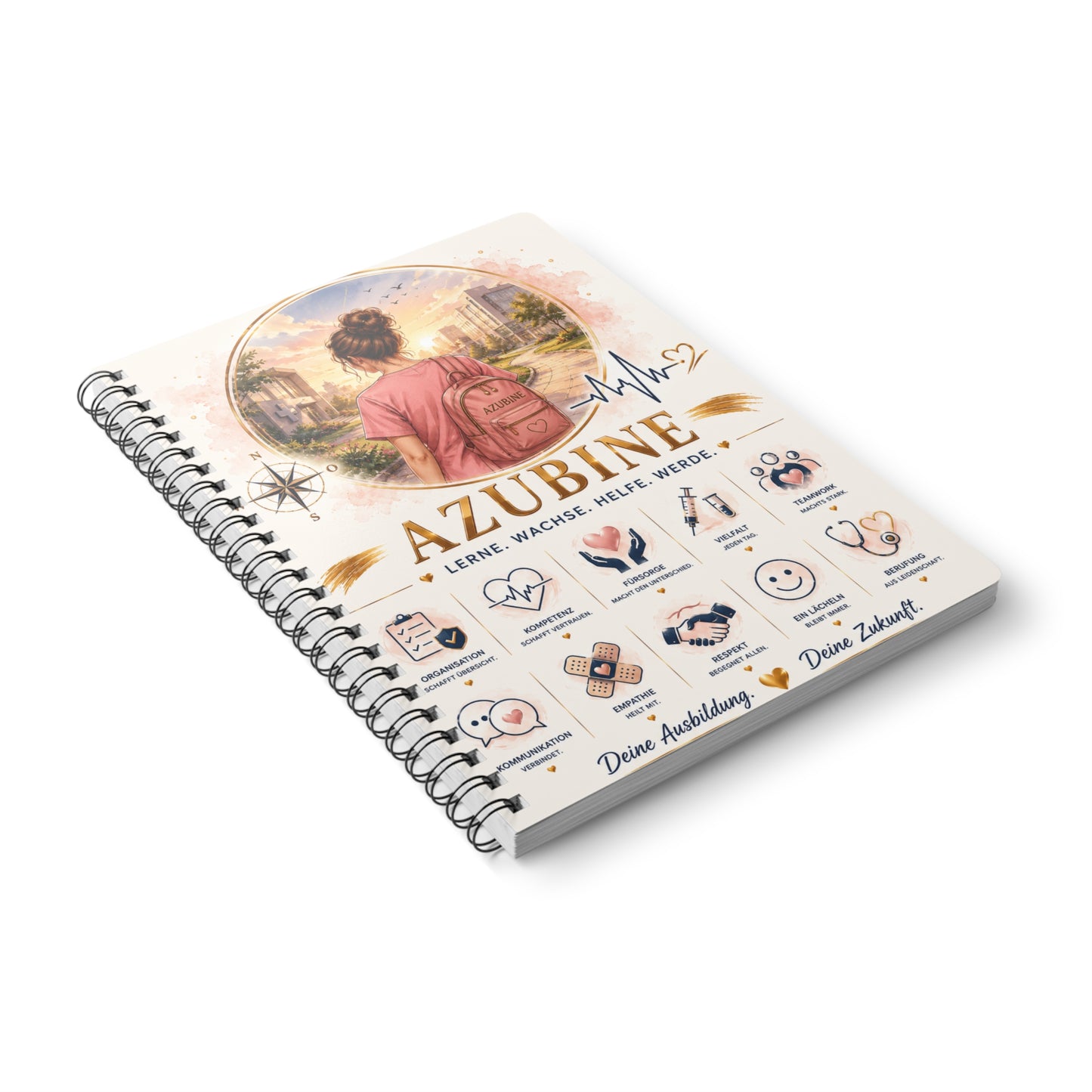 Azubine A5 Spiral Notebook — Nursing Trainee Journal (Lerne. W achse. Helfe. Werde.)