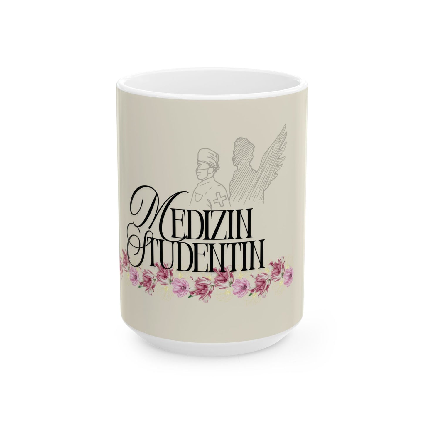 Keramiktasse für Medizin Studenten – Florale Geschenkidee