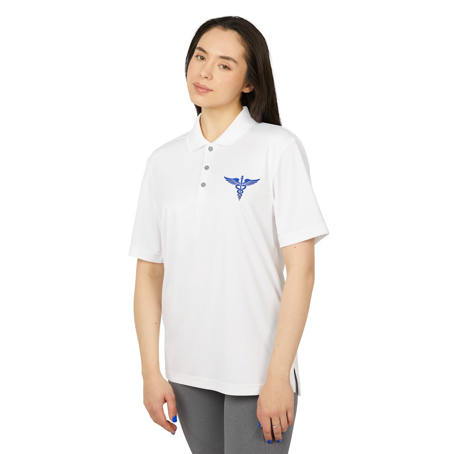 Caduceus Medical Polo Shirt — White Performance Workwear