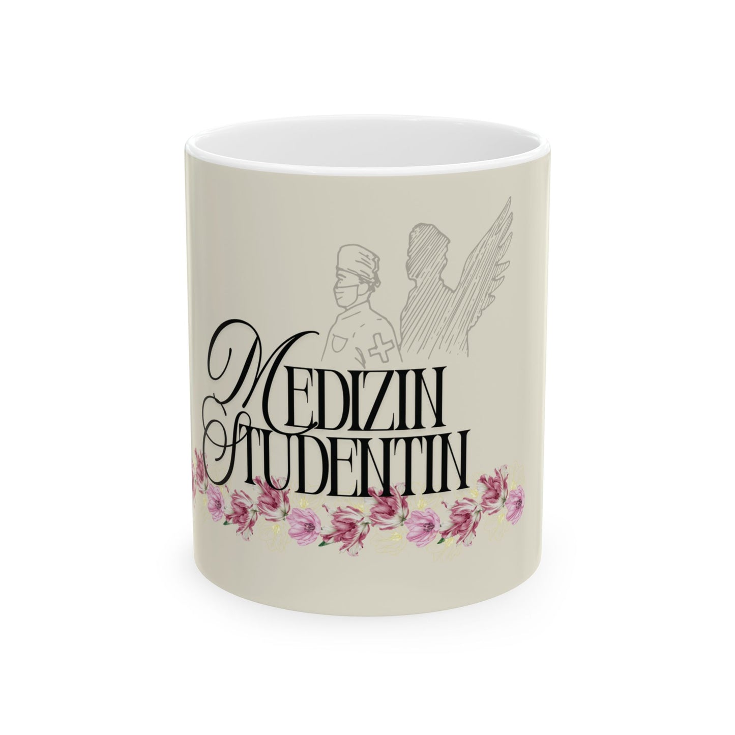 Keramiktasse für Medizin Studenten – Florale Geschenkidee