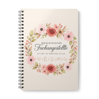 Medical Assistant Floral A5 Spiral Notebook — "Medizinische Fachangestellte"