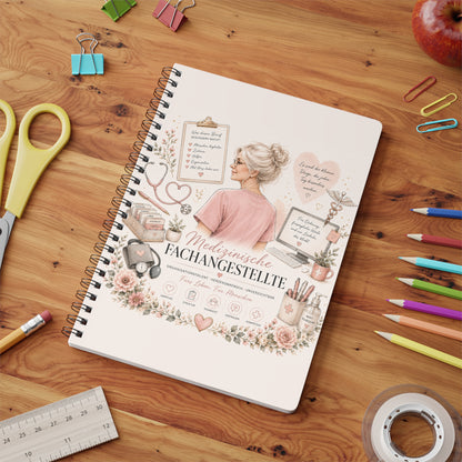 Medical Specialist A5 Spiral Notebook – "Medizinische Fachangestellte" Floral Design