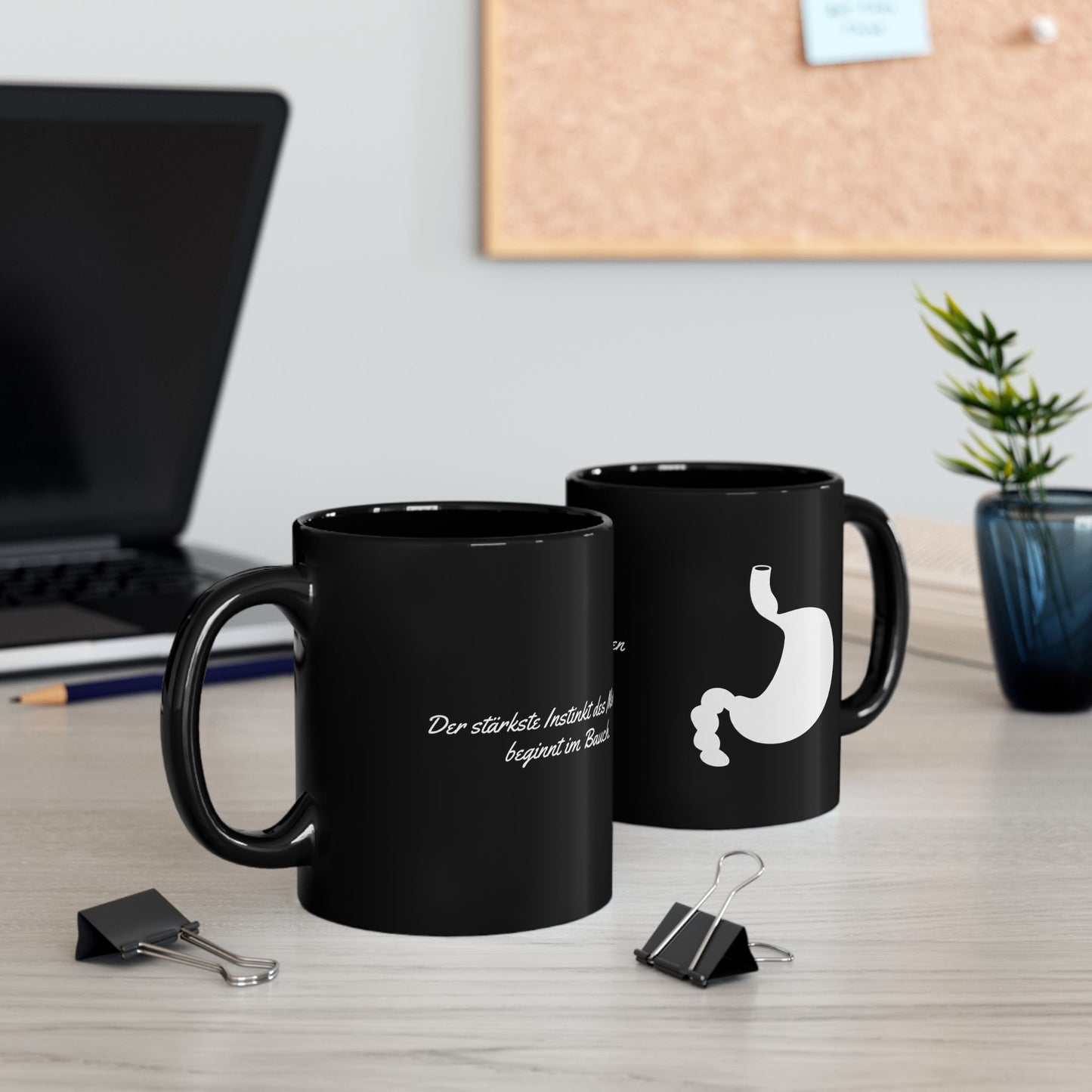 Magen Keramiktasse Schwarz