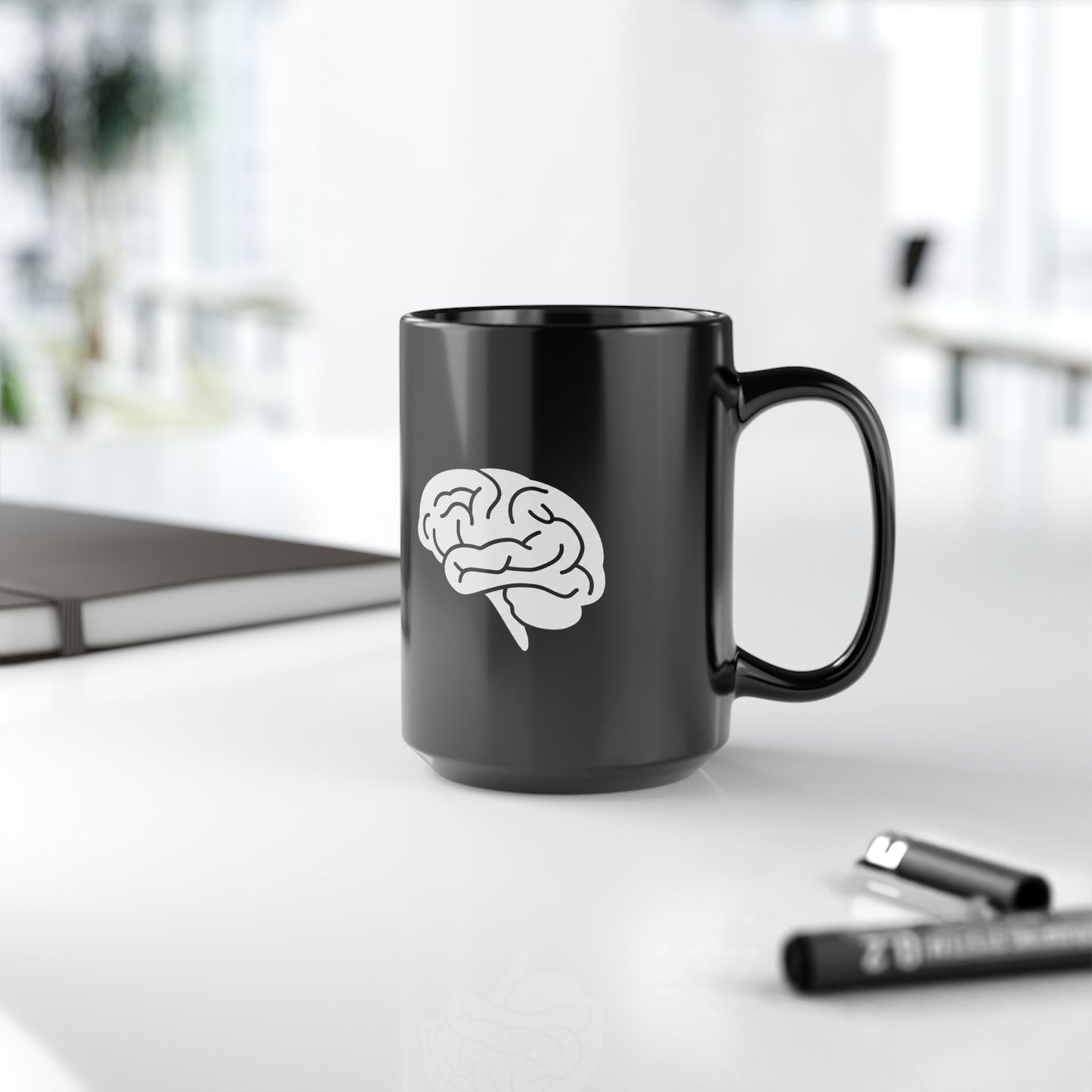Gehirn Keramiktasse Schwarz