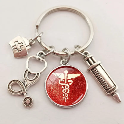 New medical staff with snake symbol finger keychain medical student keychain key pendant custom