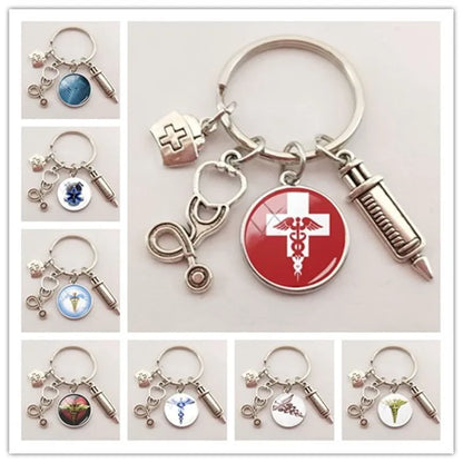 New medical staff with snake symbol finger keychain medical student keychain key pendant custom