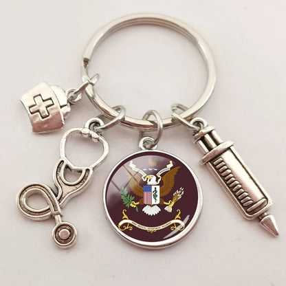New medical staff with snake symbol finger keychain medical student keychain key pendant custom