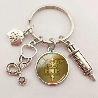 New medical staff with snake symbol finger keychain medical student keychain key pendant custom