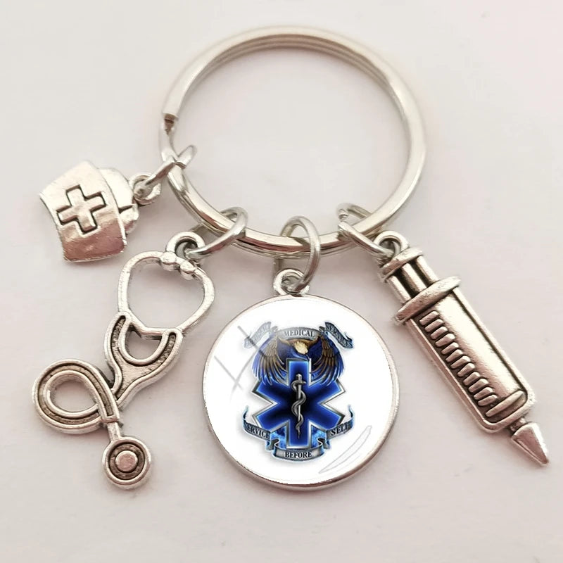 New medical staff with snake symbol finger keychain medical student keychain key pendant custom