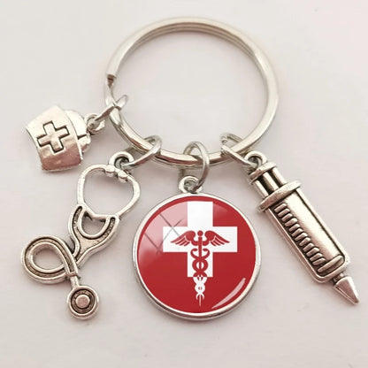 New medical staff with snake symbol finger keychain medical student keychain key pendant custom