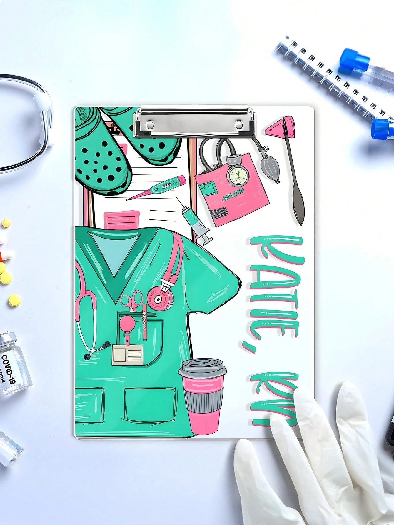 22.3*30.5CM Personalized Nurse Scrubs Clipboard,4 Styles,Custom Nurse Gift, Nurse Appreciation Gift,Medical Assistant File Board