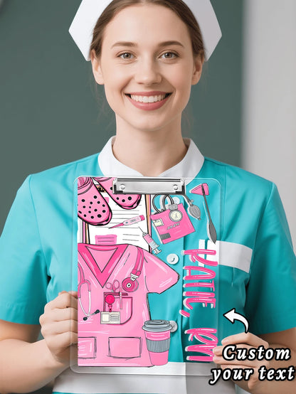 22.3*30.5CM Personalized Nurse Scrubs Clipboard,4 Styles,Custom Nurse Gift, Nurse Appreciation Gift,Medical Assistant File Board