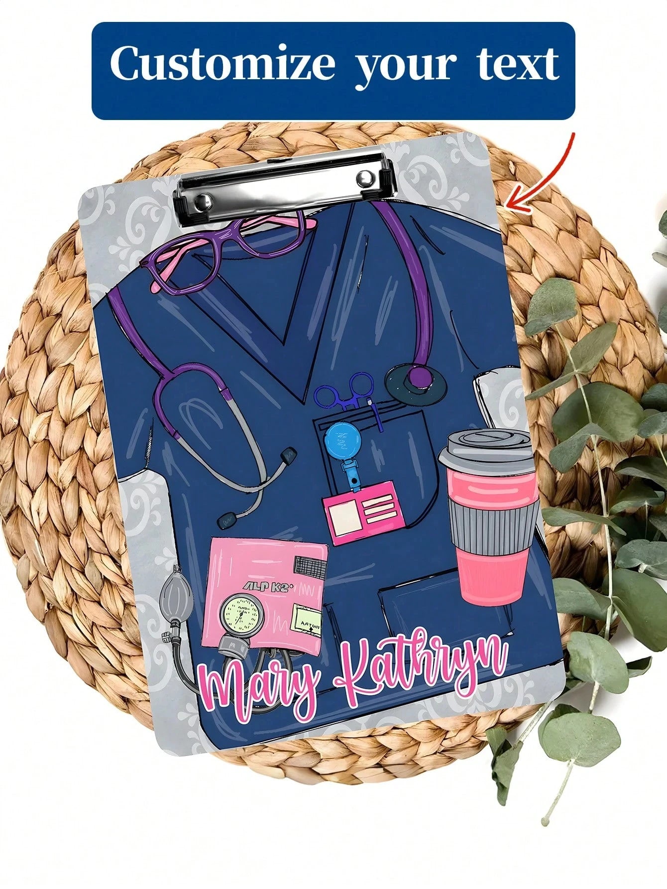 22.3*30.5CM Personalized Nurse Scrubs Clipboard,4 Styles,Custom Nurse Gift, Nurse Appreciation Gift,Medical Assistant File Board