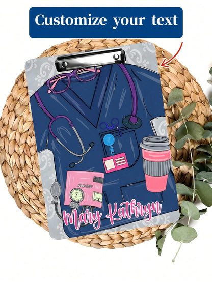 22.3*30.5CM Personalized Nurse Scrubs Clipboard,4 Styles,Custom Nurse Gift, Nurse Appreciation Gift,Medical Assistant File Board