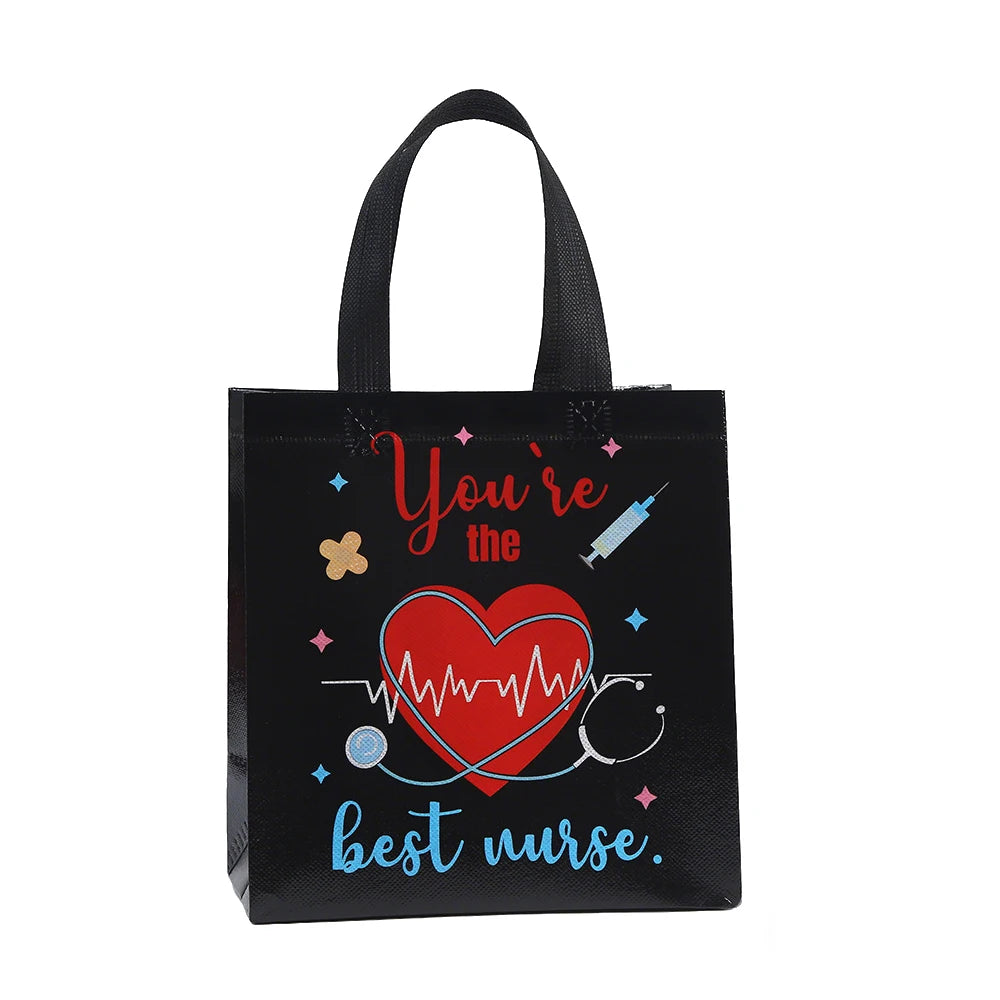 12Pcs Nurse's Day Theme Non-Woven Gift Packing Bag Doctor Candy Cookie Bag for Congrats Nurse Graduation Party Decoration