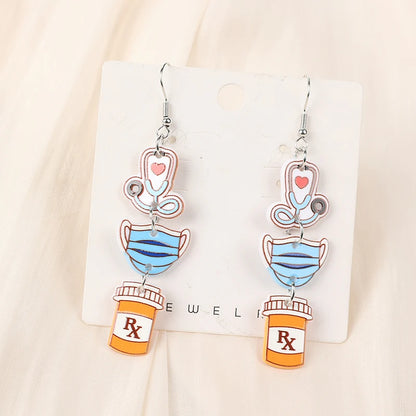 1Pair Woman Dangle Earrings Nurse Day Nurse Hat Heart Drop Earrings For Girl Birthday Gift