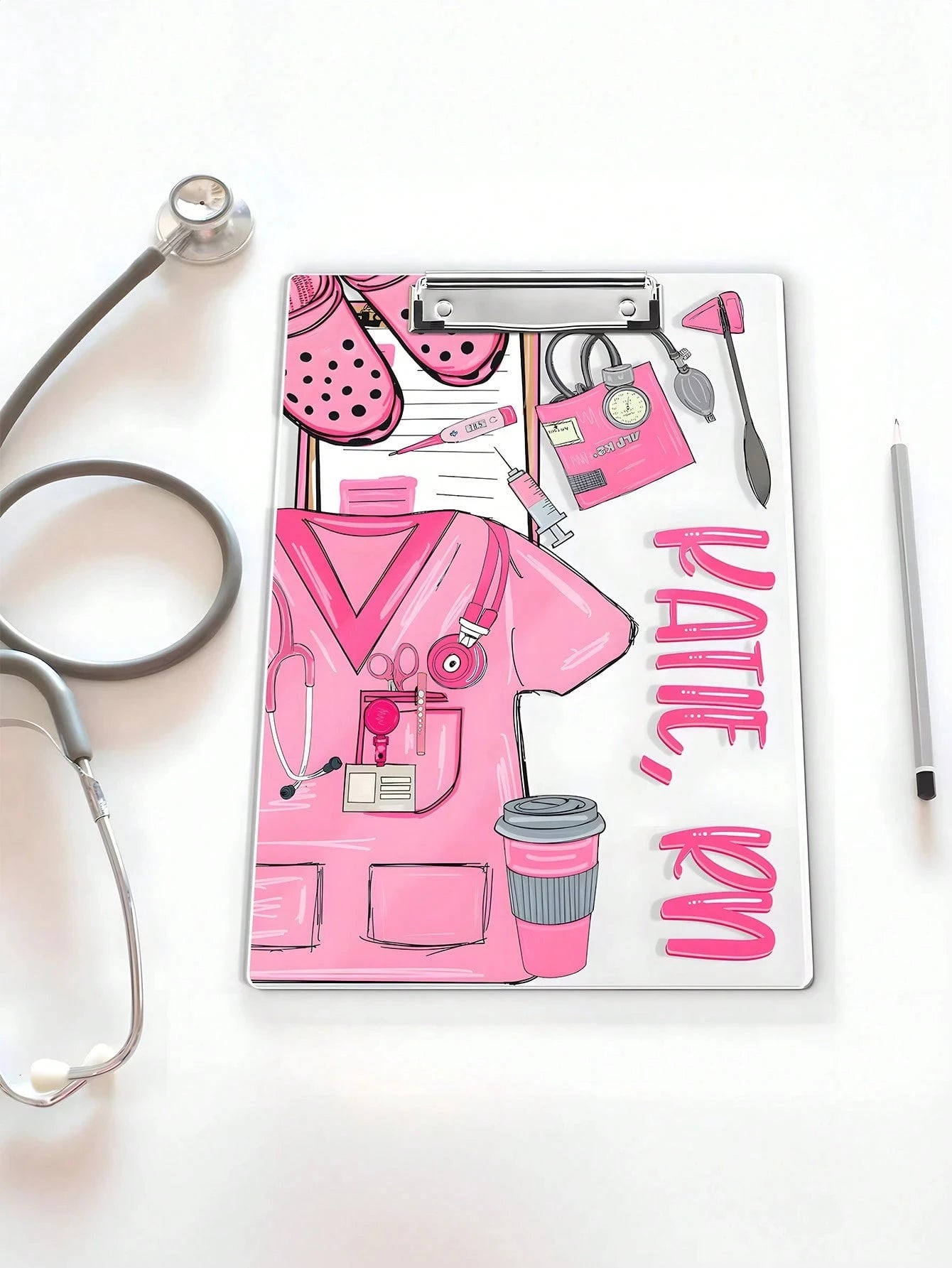 22.3*30.5CM Personalized Nurse Scrubs Clipboard,4 Styles,Custom Nurse Gift, Nurse Appreciation Gift,Medical Assistant File Board