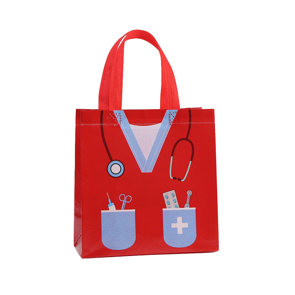 12Pcs Nurse's Day Theme Non-Woven Gift Packing Bag Doctor Candy Cookie Bag for Congrats Nurse Graduation Party Decoration