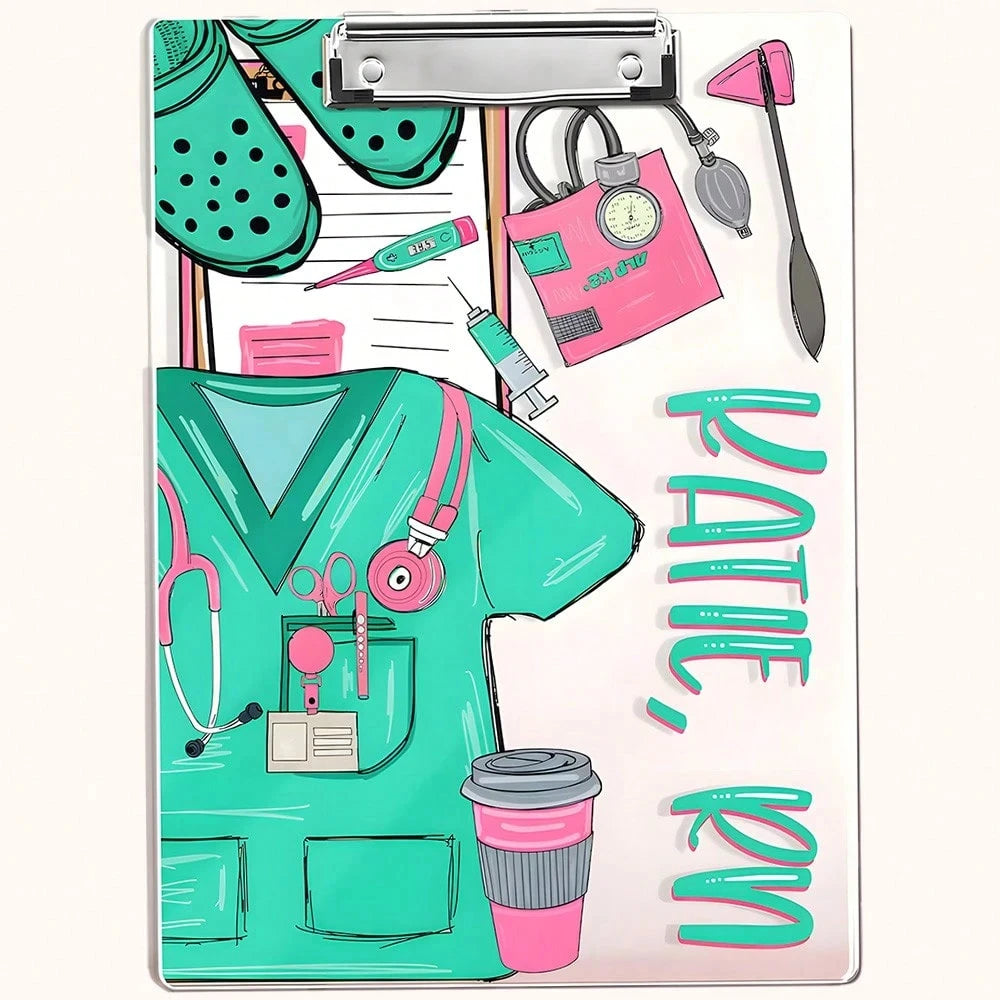 22.3*30.5CM Personalized Nurse Scrubs Clipboard,4 Styles,Custom Nurse Gift, Nurse Appreciation Gift,Medical Assistant File Board